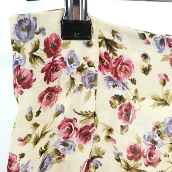 VTG 90s All Over Floral Print Midi Skirt S (Tag size 9) Yellow - Picture 12 of 16